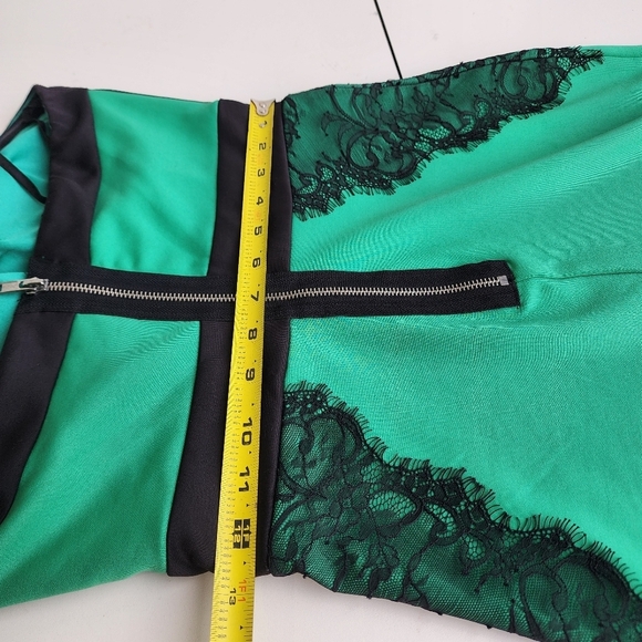As U Wish Womens Green Black Lace Strapless Dress Bodycon Mini Stretch Small - Picture 11 of 13